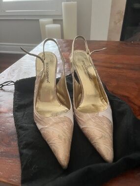 Vintage Dolce Gabbana embroidered sling-back heels